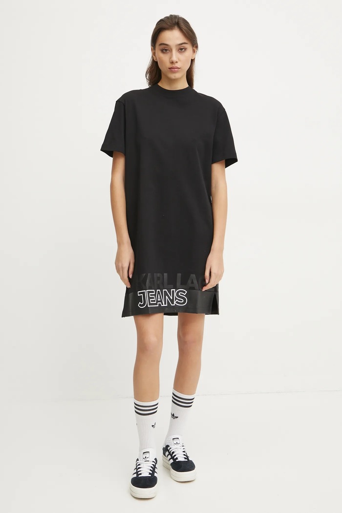 Βαμβακερό φόρεμα Karl Lagerfeld Jeans A1W13015 μαύρο SS25