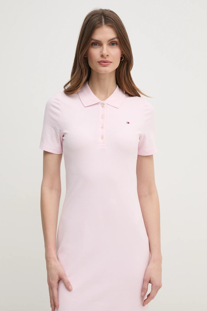 Tommy Hilfiger sukienka bawełniana z elastanem różowy WW0WW43228