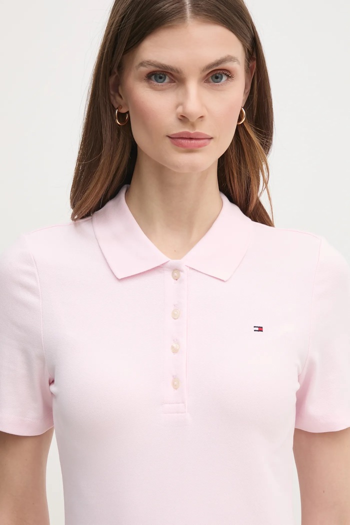 Tommy Hilfiger sukienka bawełniana z elastanem WW0WW43228 różowy