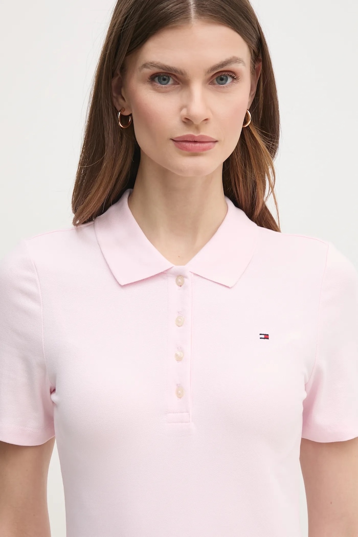 Tommy Hilfiger sukienka bawełniana z elastanem WW0WW43228 różowy