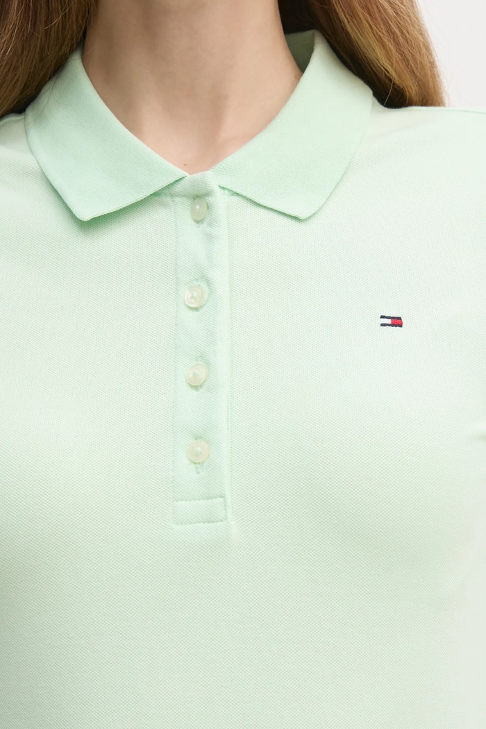 Sukienka bawełniana z elastanem Tommy Hilfiger zielony WW0WW43228