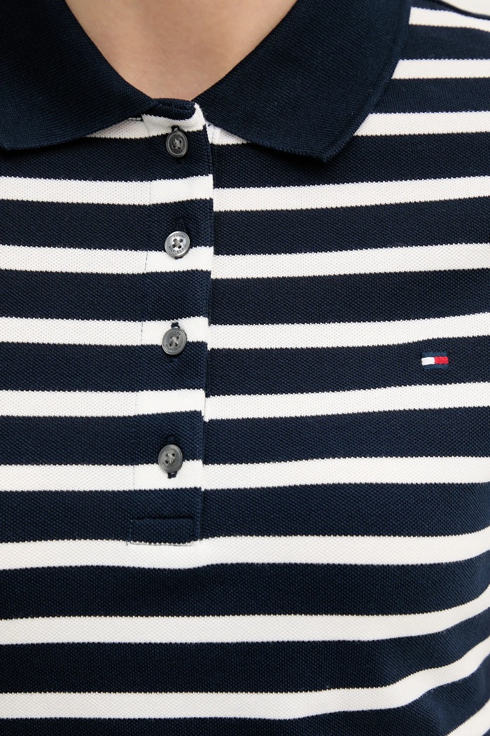 Tommy Hilfiger рокля от памук с еластан WW0WW43228 тъмносин