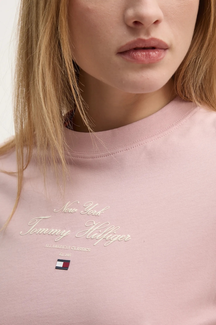 Tommy Hilfiger pamut ruha WW0WW43830 rózsaszín