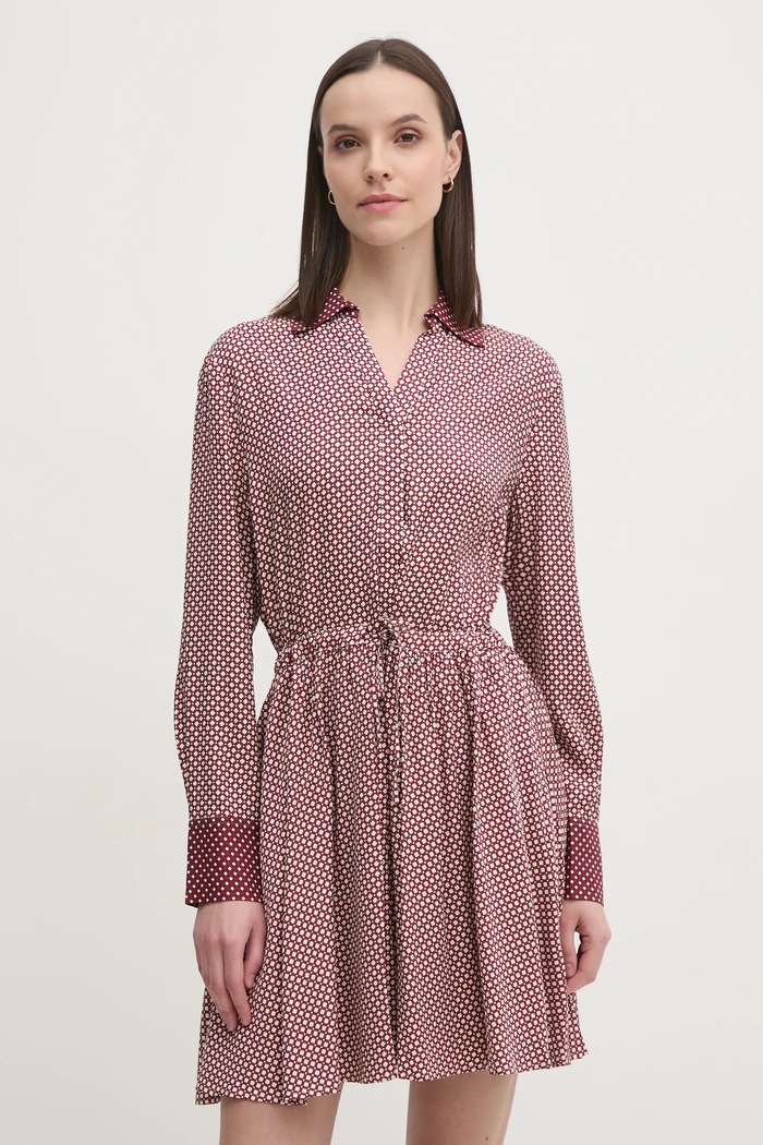 Šaty Tommy Hilfiger viskóza burgundské WW0WW44020