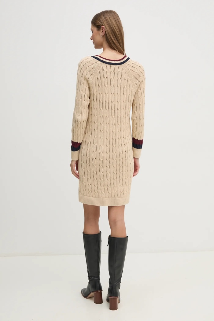 Oblečení Bavlněné šaty Tommy Hilfiger WW0WW44074 béžová