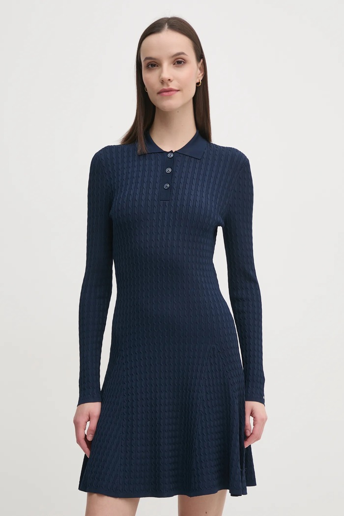 Φόρεμα Tommy Hilfiger μακρύ σκούρο μπλε WW0WW44977