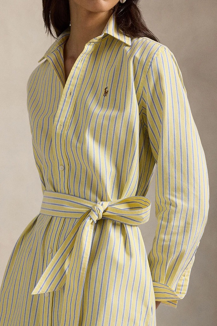 Βαμβακερό φόρεμα Polo Ralph Lauren κίτρινο 211959901