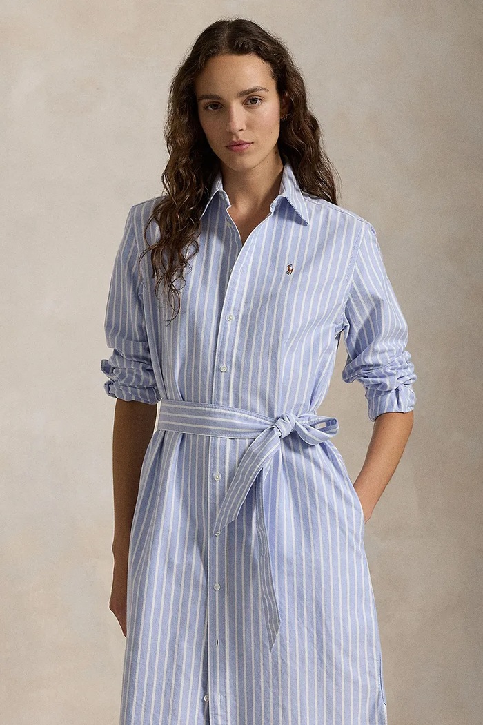Ρούχα Βαμβακερό φόρεμα Polo Ralph Lauren 211959901 μπλε
