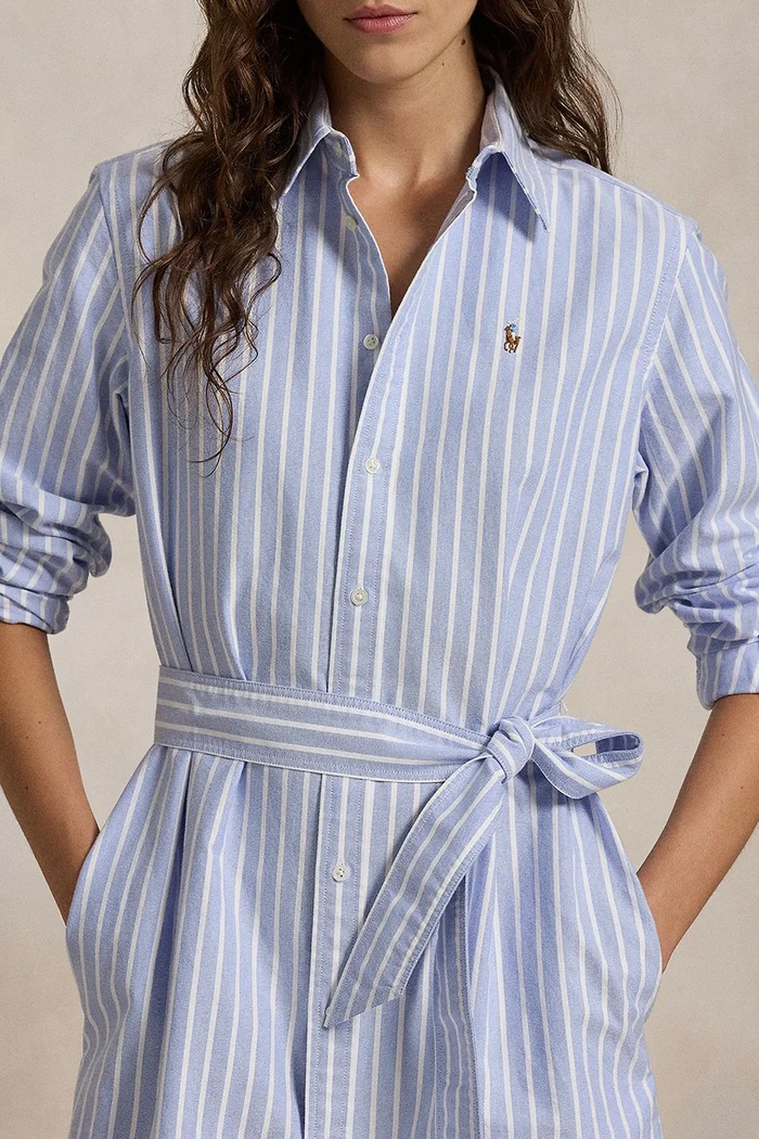 Βαμβακερό φόρεμα Polo Ralph Lauren μπλε 211959901