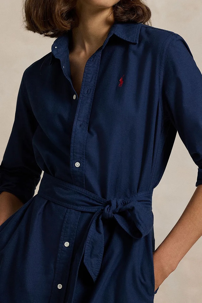 Βαμβακερό φόρεμα Polo Ralph Lauren σκούρο μπλε 211963031