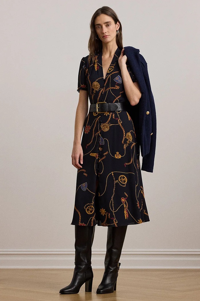 Φόρεμα Lauren Ralph Lauren εμπριμέ σκούρο μπλε 200957152