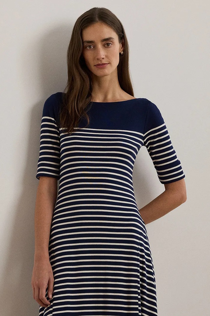 Oblečení Lauren Ralph Lauren Bavlněné šaty Lauren Ralph Lauren 250957728 námořnická modř