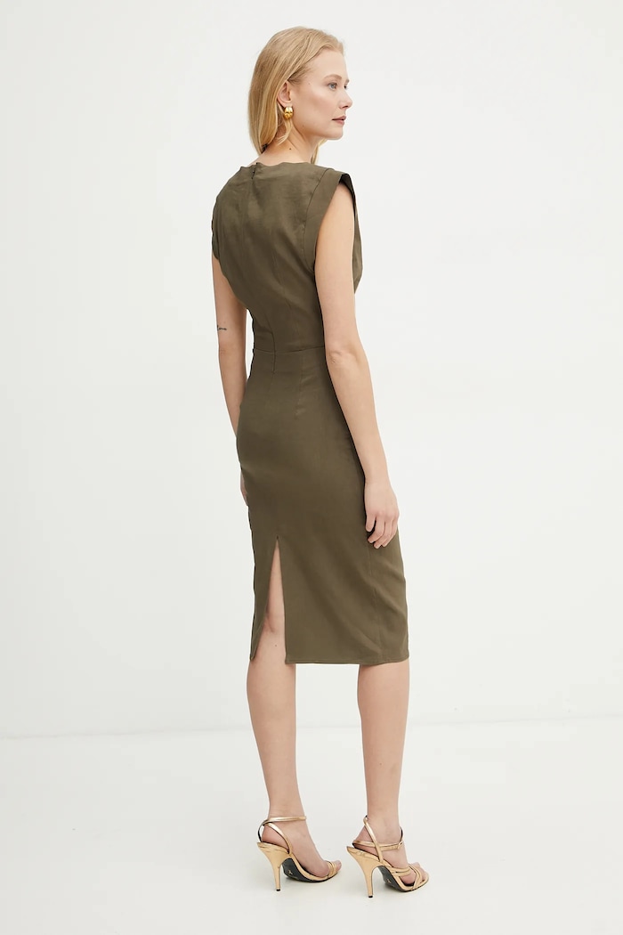 Pinko sukienka lniana 104955.A0IM zielony SS25