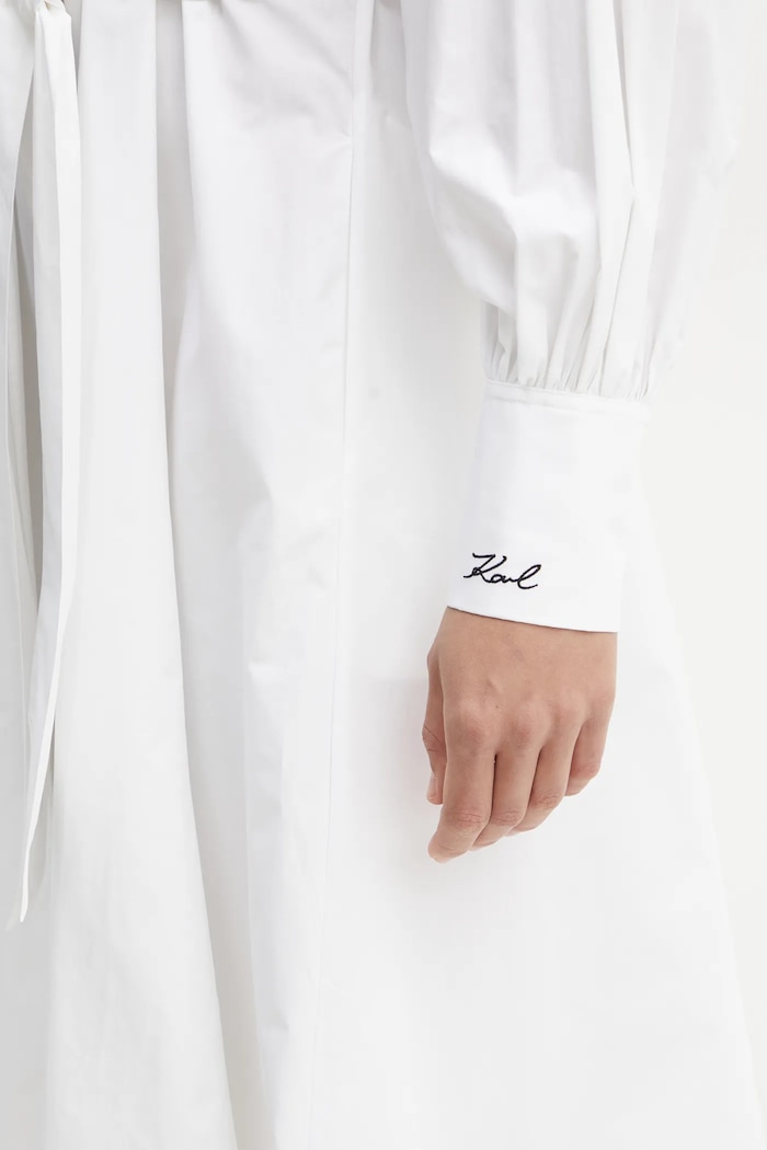 Sukienka bawełniana Karl Lagerfeld biały A1W13018