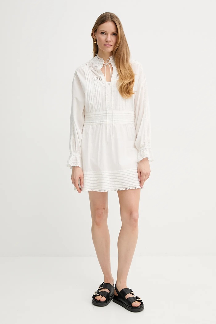 Twinset sukienka bawełniana 251TP2380 beżowy SS25