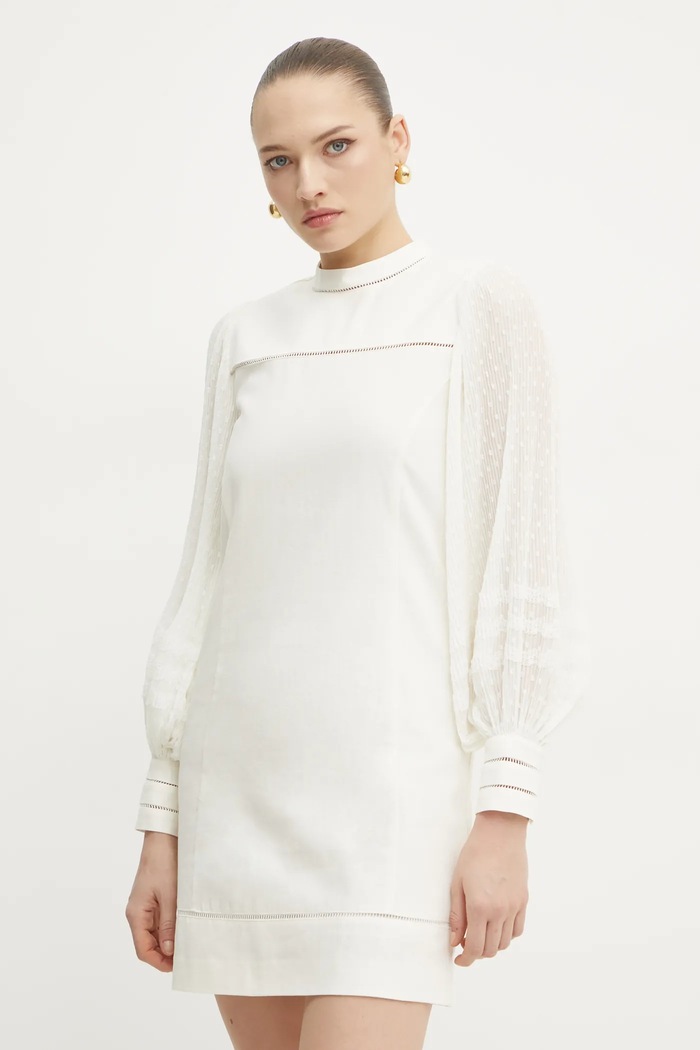 Twinset sukienka lniana casual beżowy 251TP2061