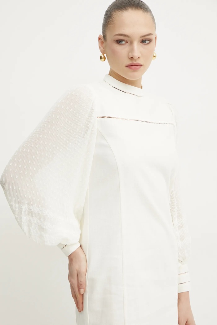 Twinset sukienka lniana beżowy 251TP2061