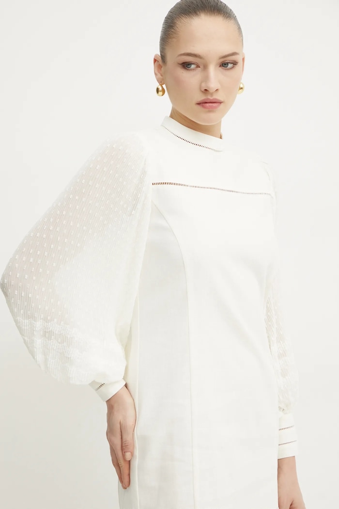 Twinset sukienka lniana beżowy 251TP2061