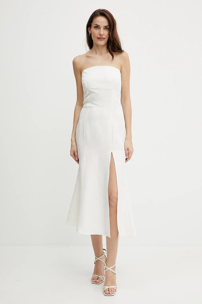 Twinset sukienka z domieszką lnu casual beżowy 251TT2306
