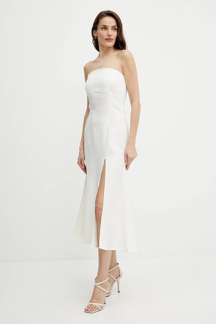 Twinset sukienka z domieszką lnu 251TT2306 beżowy SS25
