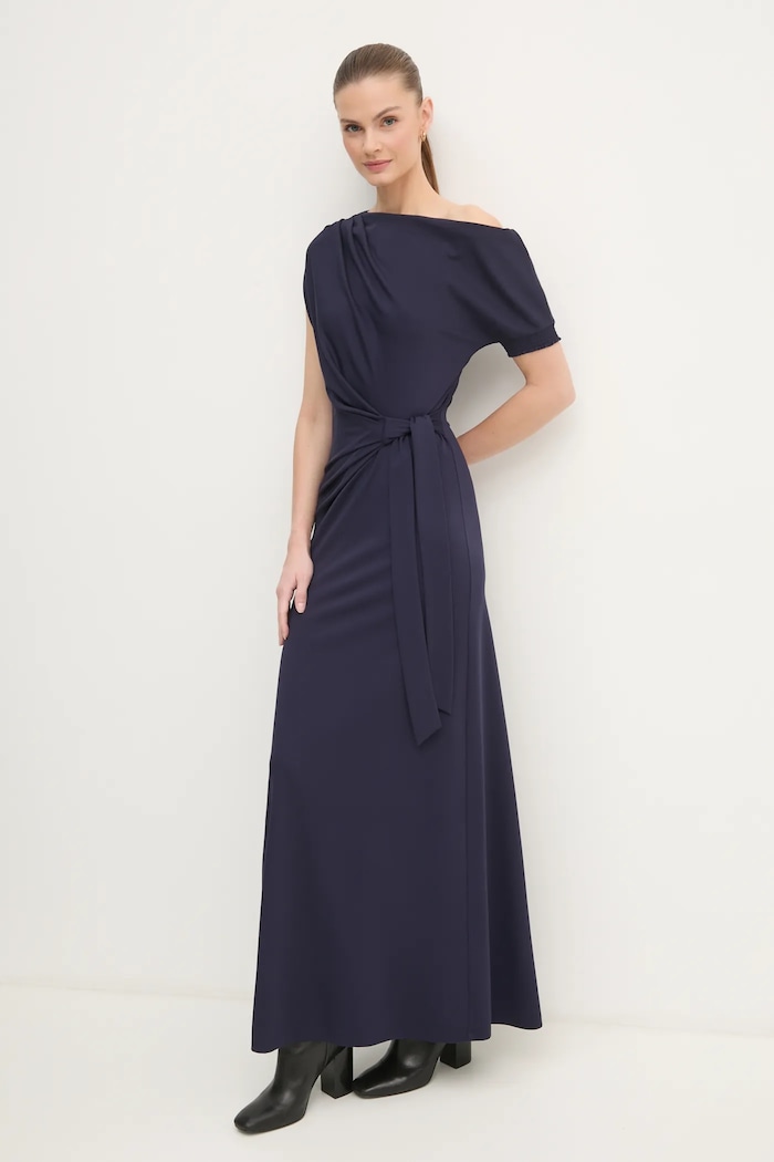 Haljina DIANE VON FURSTENBERG pletivo mornarsko plava DVFDS4S009