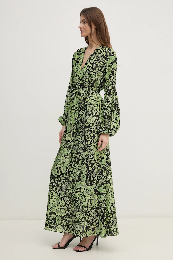DIANE VON FURSTENBERG sukienka z domieszką jedwabiu casual zielony DVFDL4S031