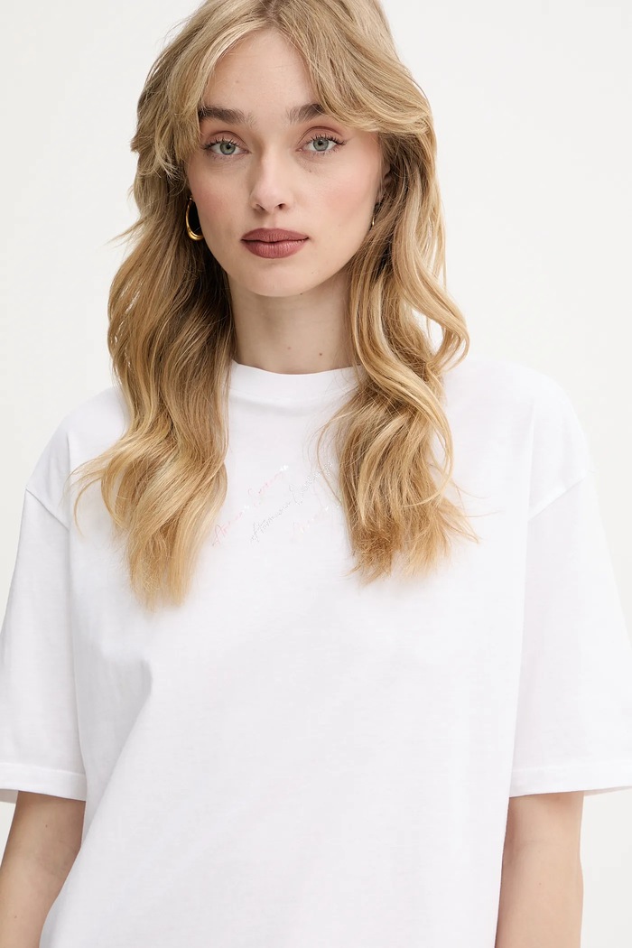 Bavlnené šaty Armani Exchange biela XW000378.AF10354