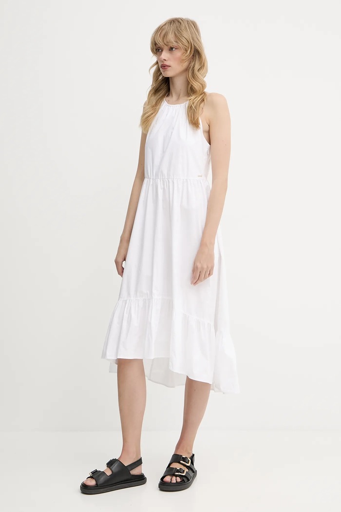 Bavlněné šaty Armani Exchange XW000477.AF12812 bílá SS25