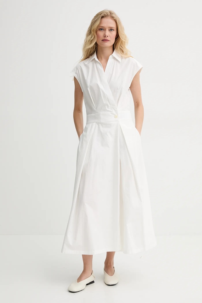 Bavlněné šaty A.P.C. robe athena COEVD.F35149 bílá SS25