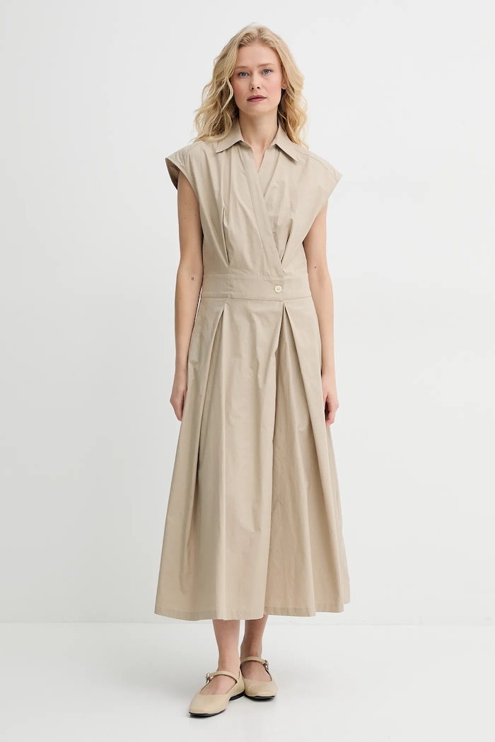 Pamučna haljina A.P.C. robe athena COEVD.F35149 zelena SS25