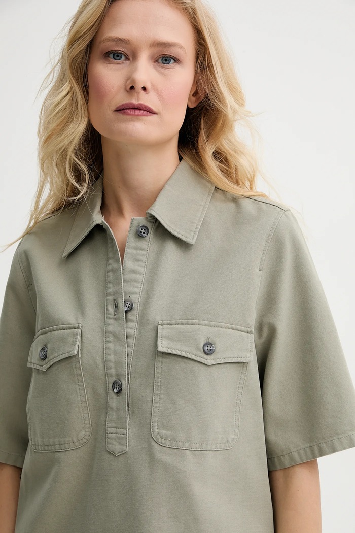 Pamučna haljina A.P.C. robe selia zelena COGBJ.F35177