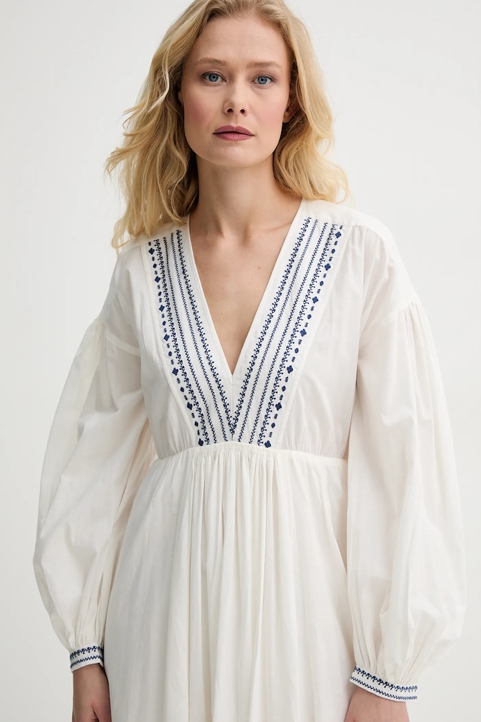 Βαμβακερό φόρεμα A.P.C. robe anni μπεζ COHHH.F35203