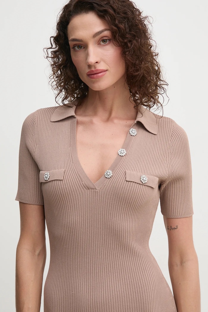 Guess sukienka PAULA brązowy W5RK18.Z2U00