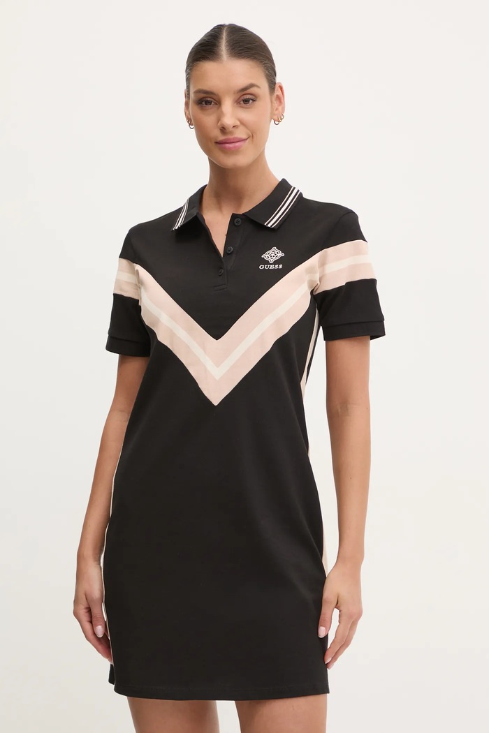 Φόρεμα Guess SUZANNE εμπριμέ μαύρο V5RK00.KCOK1