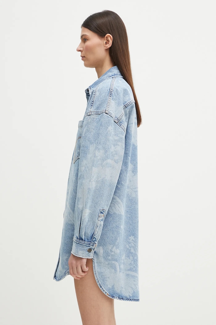 Džínové šaty Fiorucci Angel Print Denim Shirt Dress W02SPDDR313DN03DN02 modrá SS25