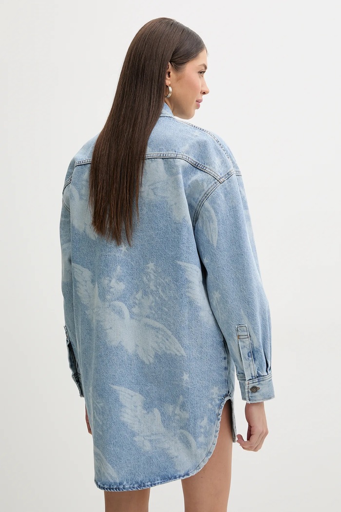 Îmbrăcăminte Fiorucci rochie din denim Angel Print Denim Shirt Dress W02SPDDR313DN03DN02 albastru