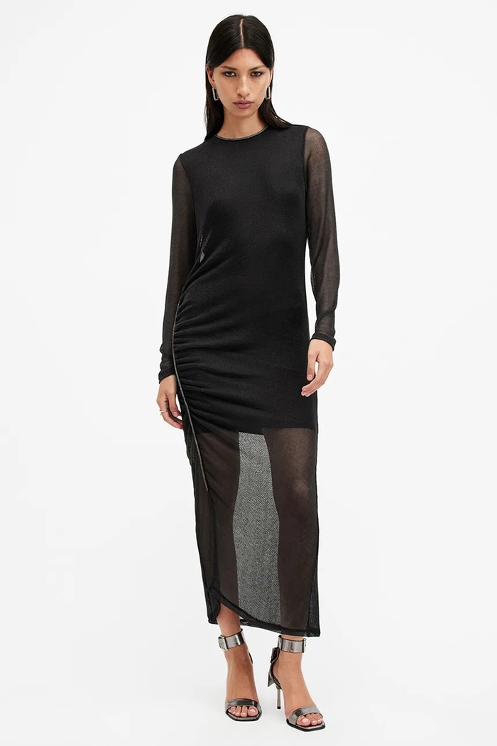 Šaty AllSaints NORA midi černá W248DB