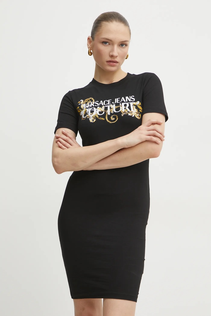 Haljina Versace Jeans Couture pletivo crna 78HAOC06.CJ02C