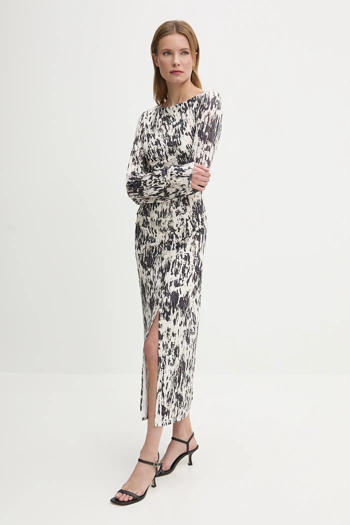 Sisley sukienka 4QFRLV070 beżowy SS25