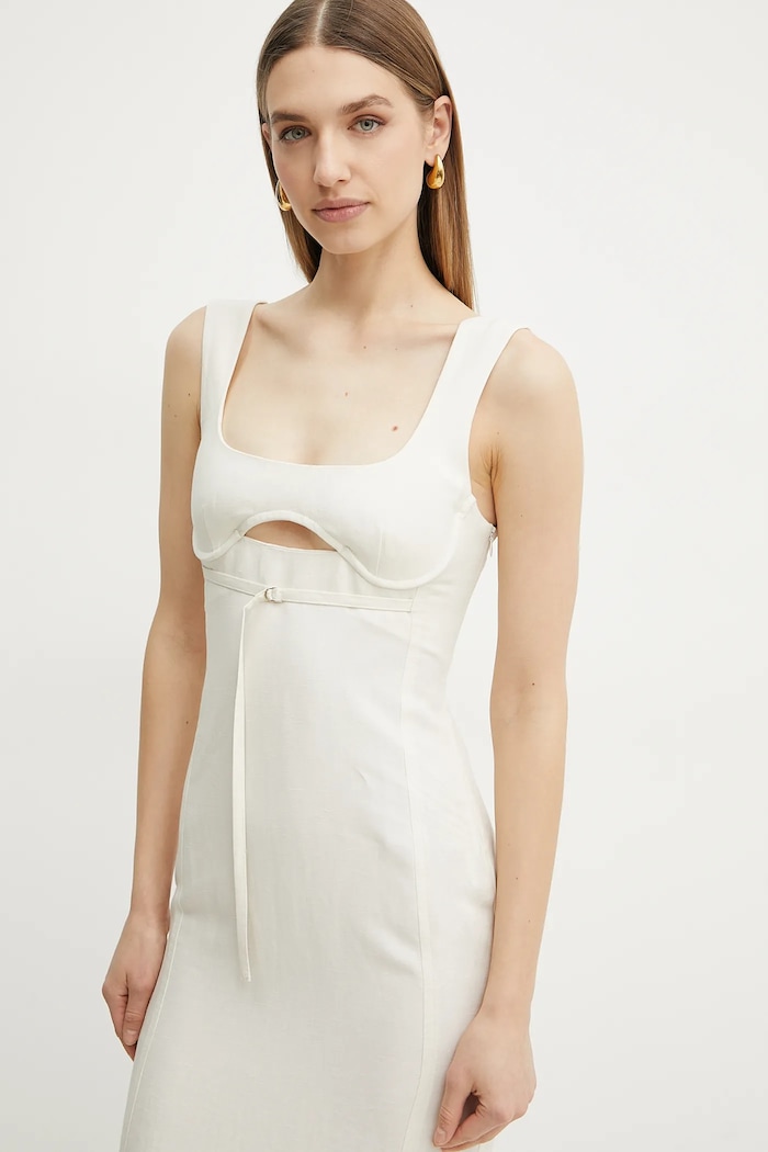 Patrizia Pepe rochie din amestec de in bej 2A2874.A052