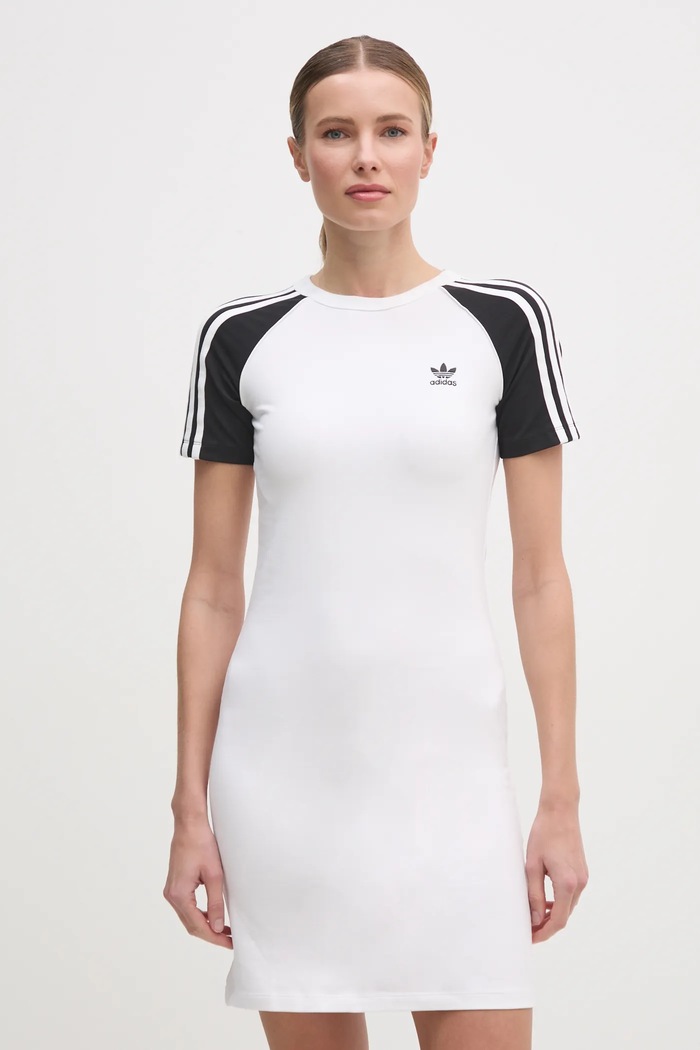 Šaty adidas Originals 3S RAGLAN DRESS s elastanom biela JD0837