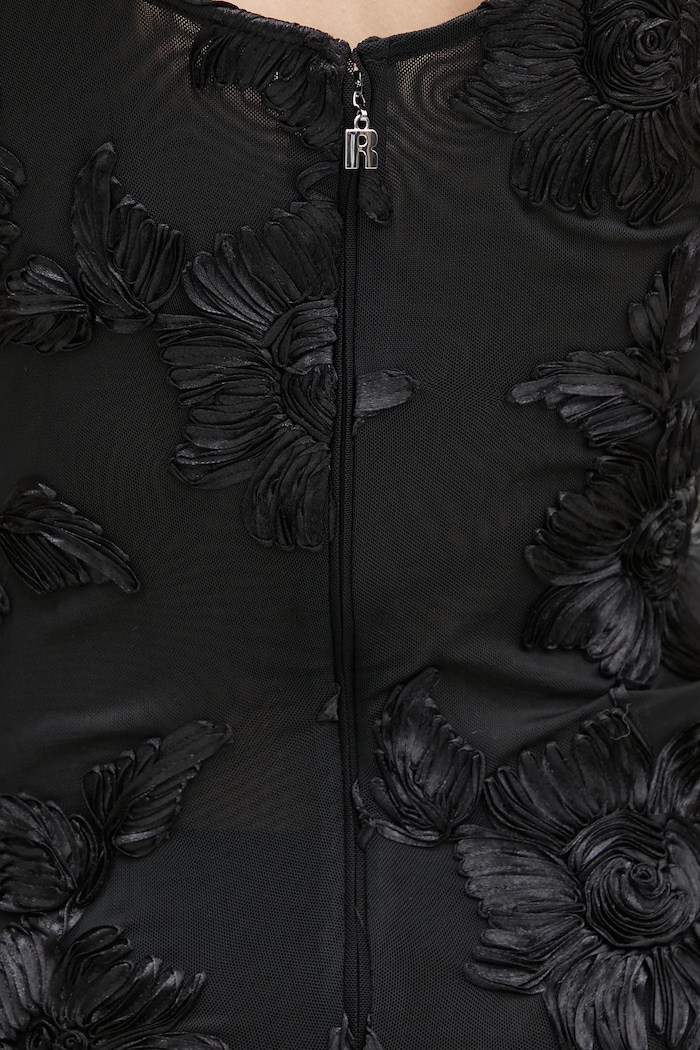 Rotate dress Flower Mesh Ruffle 114056100
