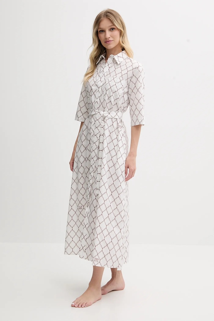 Βαμβακερό φόρεμα Max Mara Beachwear 2516221049600 λευκό SS25