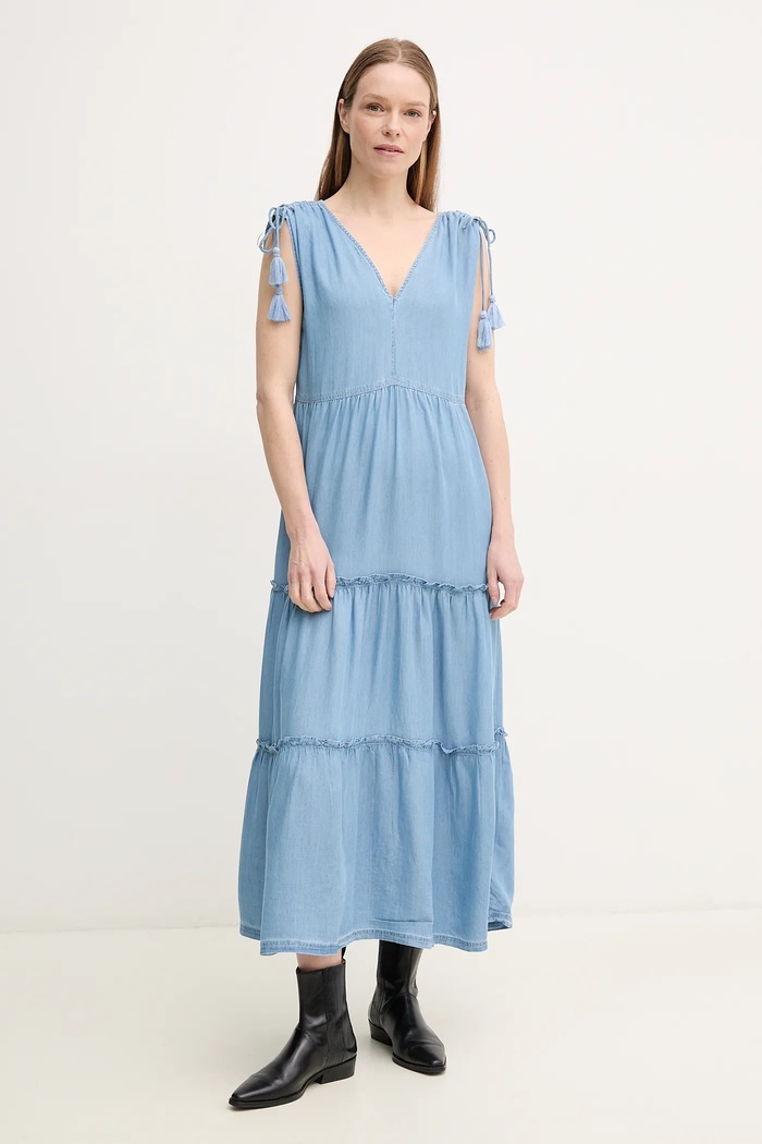 Šaty Pepe Jeans EFFIE látka modrá PL953664