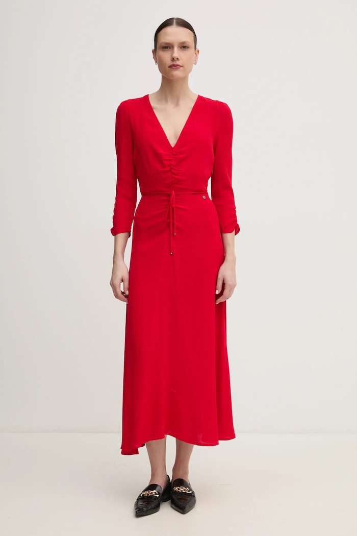 Pepe Jeans sukienka COCO trzy czwarte czerwony PL953670