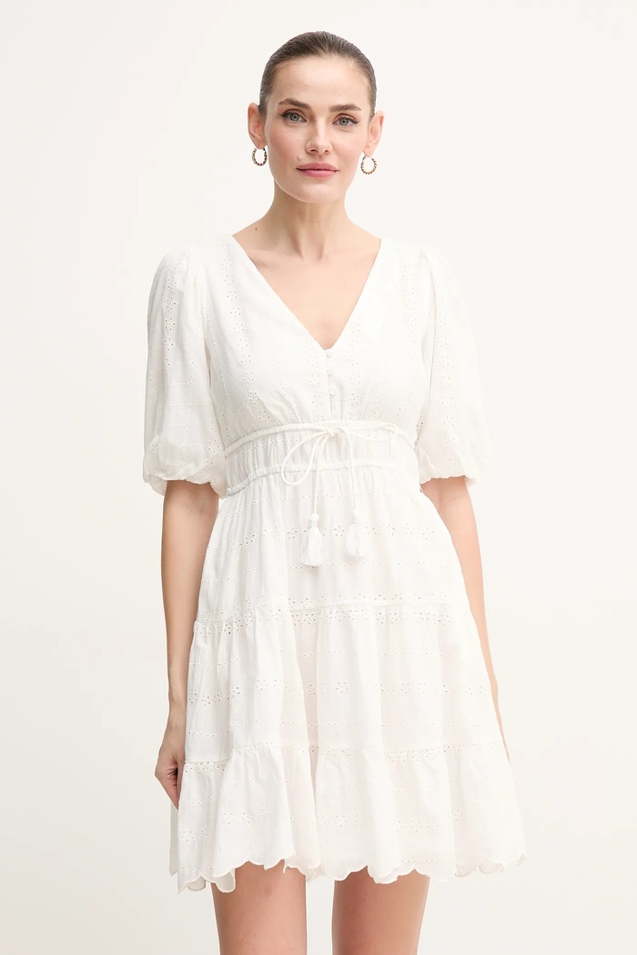 Pepe Jeans pamut ruha DAY rövid bézs PL953694