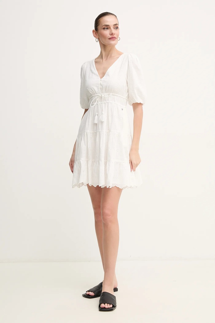 Pepe Jeans pamut ruha DAY PL953694 bézs SS25