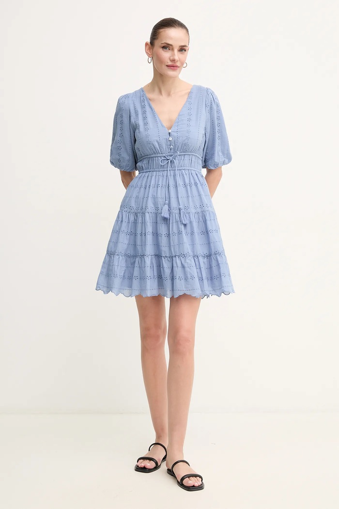 Bavlněné šaty Pepe Jeans DAY mini modrá PL953694