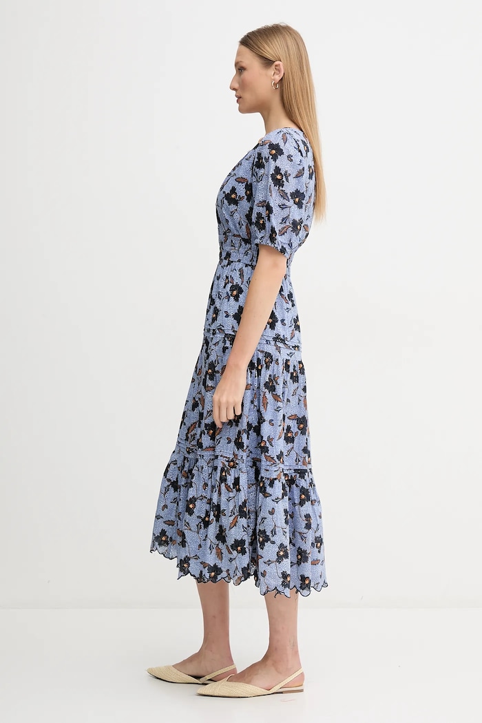 Pepe Jeans rochie din bumbac EVA PL953695 albastru SS25
