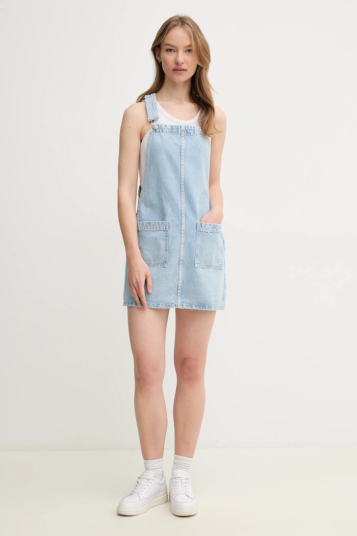 Rifľové šaty Pepe Jeans VESTA STUD PL953720 modrá SS25